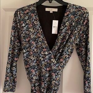 LOFT floral wrap dress